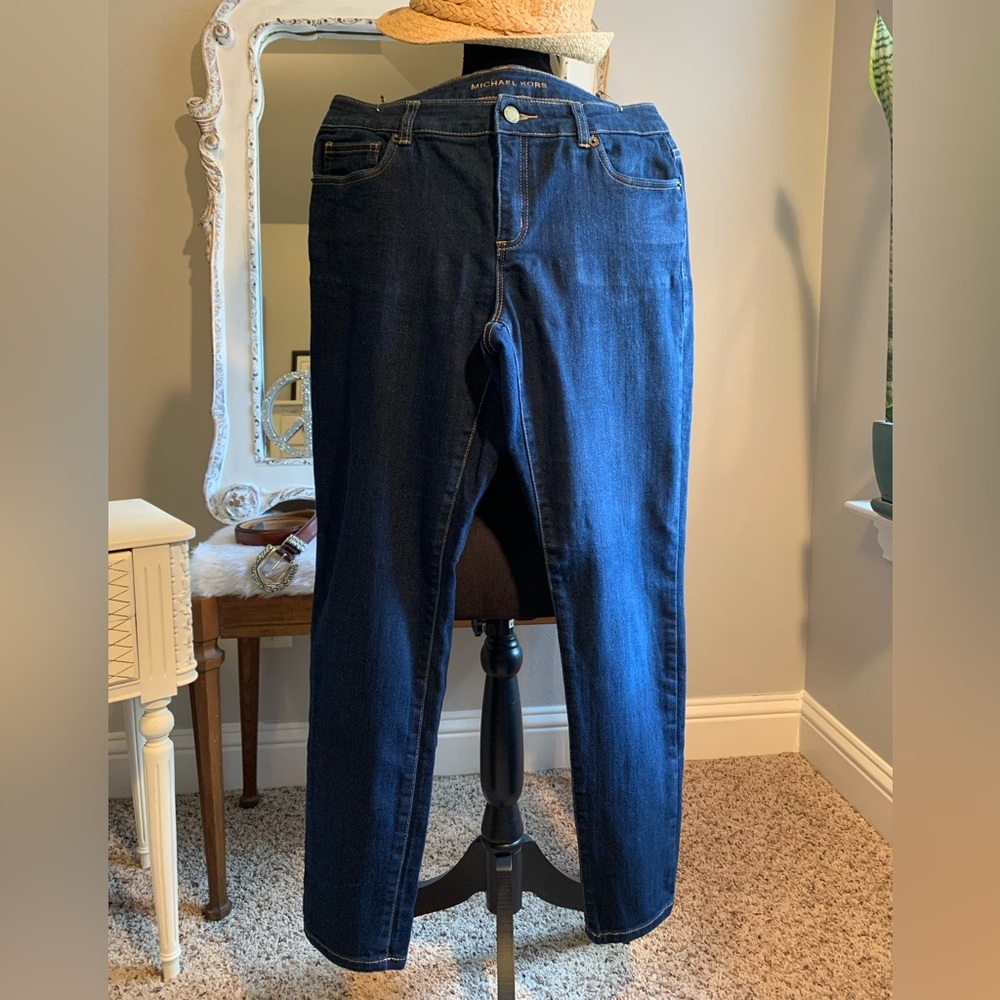 Michael Kors Dark Wash Blue Jeans High Rise Straight Leg Size 8